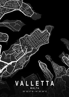 Valletta Dark City Map