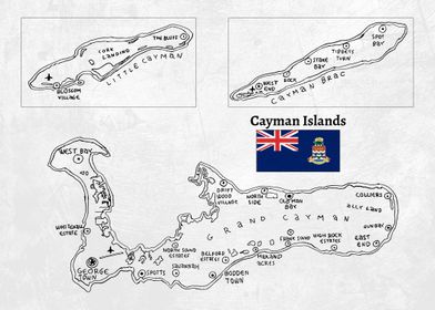 Handdrawn Cayman Islands Map