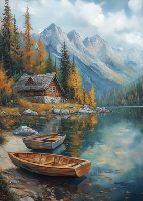 Mountain Cabin by the Lake