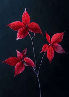 Red Leaves on Black