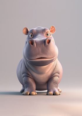 Cute Baby Hippo - Kid's Room Decor