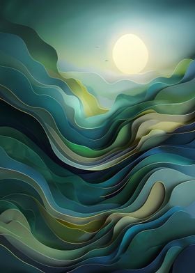 Abstract Papercut Landscape