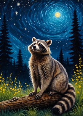 Raccoon Starry Sky