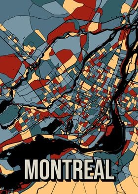 Montreal Canada Earthtone City Map Travel Art