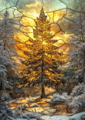 Stained Glass Pine Tree