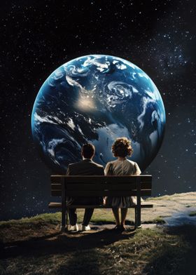 Couple Gazing at Earth