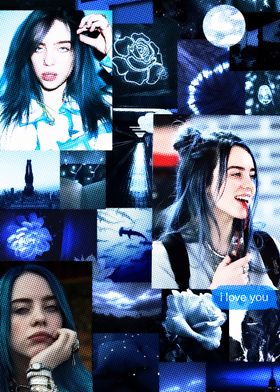 Billie Eilish Blue Aesthetic Collage