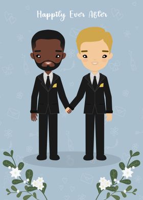  Cute Gay Wedding Couple  Illustration