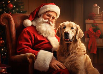 Santa Claus with Golden Retriever