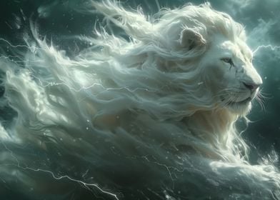 White Lion in Storm