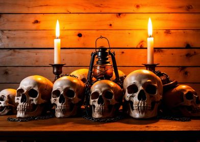 Skulls and Candles Still Life