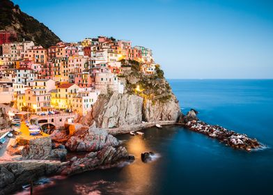 Dusk in Manarola, Cinque Terre, Liguria, Italy