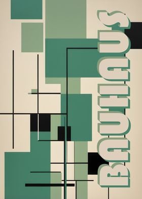 Bauhaus Geometric Art Poster in Green