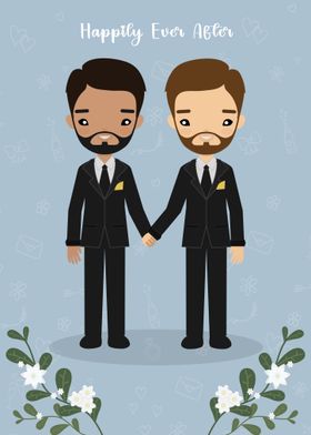  Cute Gay Wedding Couple  Illustration