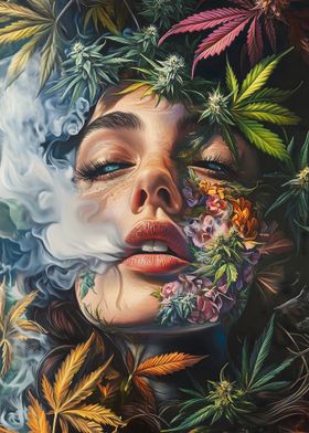 Woman with Cannabis Flowers