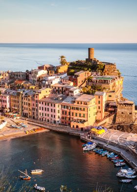 Sunset over Vernazza, Cinque Terre, Liguria, Italy