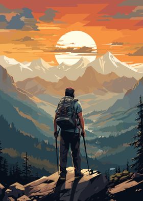 Vintage hiking mountain