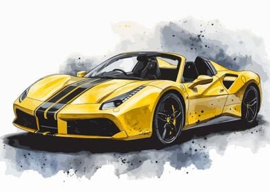 Yellow Ferrari 488 Pista Spider