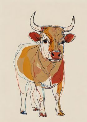 Line Art Cow Portrait