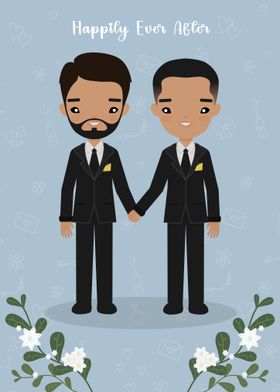  Cute Gay Wedding Couple  Illustration