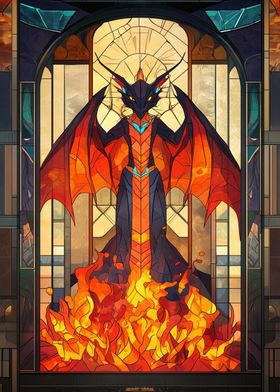 Fire Dragon Stained Glass