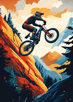 Mountain Biking Art Print