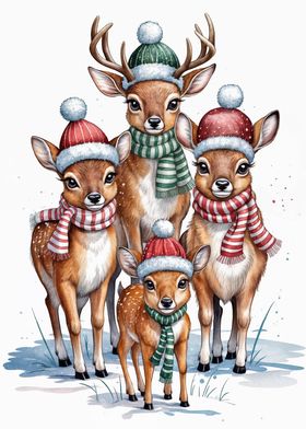 Christmas Deer Family