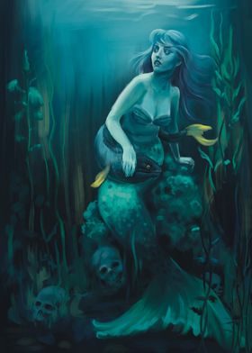 Mermaid in the dark water