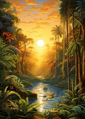 Tropical Jungle Sunset