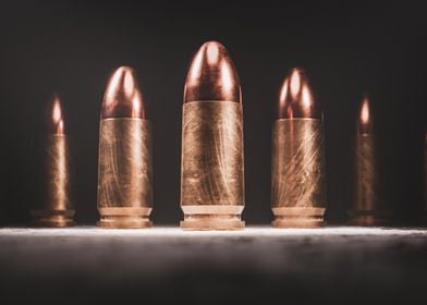 9mm bullets standing