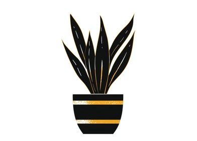 Black and Gold Plant Illustration