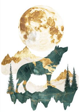 Wolf and Moon Mountain