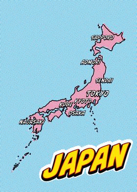 Japan Map Pop Art