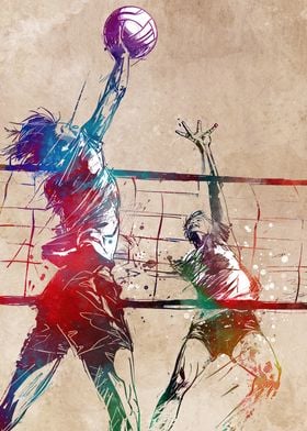 Volleyball Watercolor Art