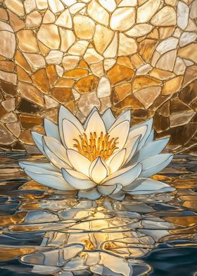 Water Lily Golden Mosaic