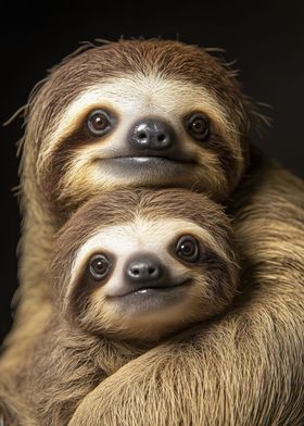 Two Sloths Hugging