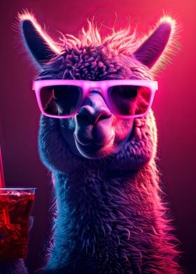 Cute Alpaca with Sunglasses