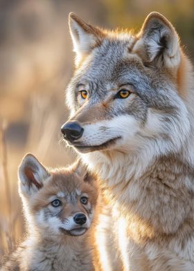 Wolf and Pup Portrait