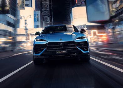 Blue Lamborghini Urus