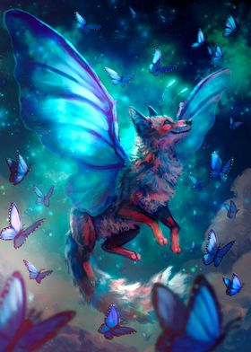 Fantasy Fox with Butterfly Wings