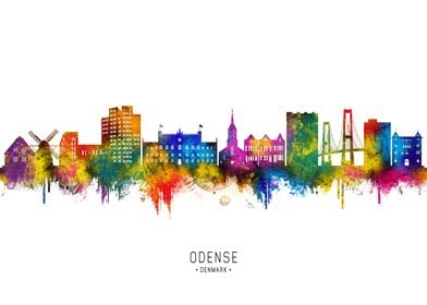 Odense Skyline Watercolor