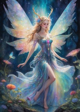 Fairy with iridescent wings