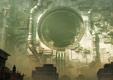 Futuristic Cityscape with Portal