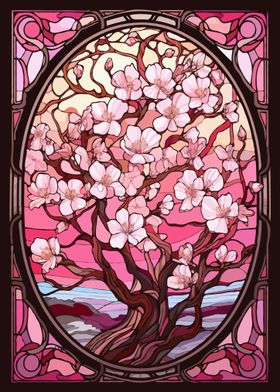 Stained Glass Cherry Blossom