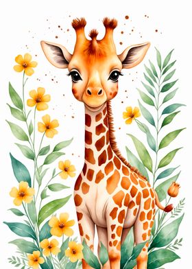 Cute Giraffe Watercolor