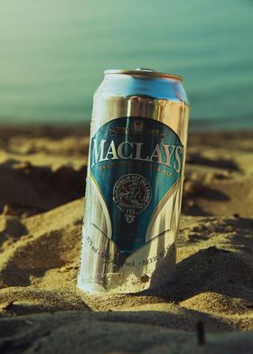 Maclays Ale Can on Beach