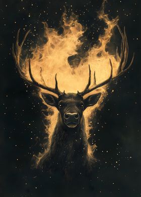 Fiery Stag Reindeer Caribou Animal