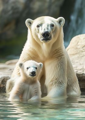 Polar Bear Cub and Mother