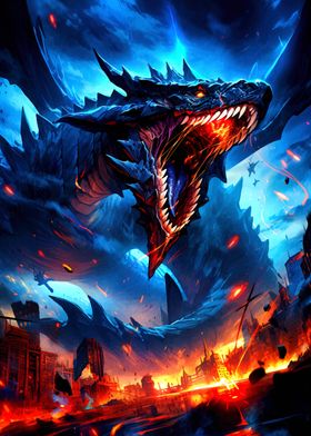 Dragon Attack on City