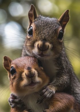 Two Squirrels Close Up